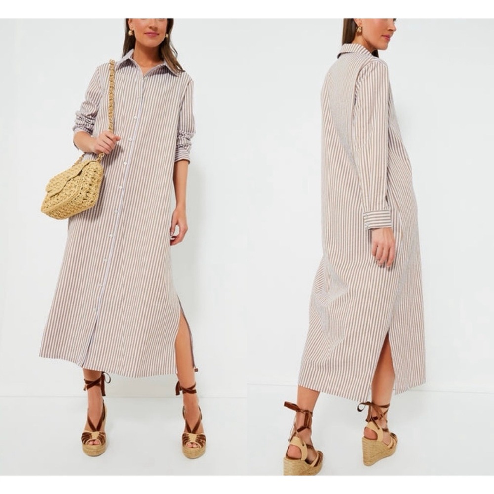 Tuckernuck Pomander Place Maxi Shirt Dress 2XL Button Up Striped Long Sleeve